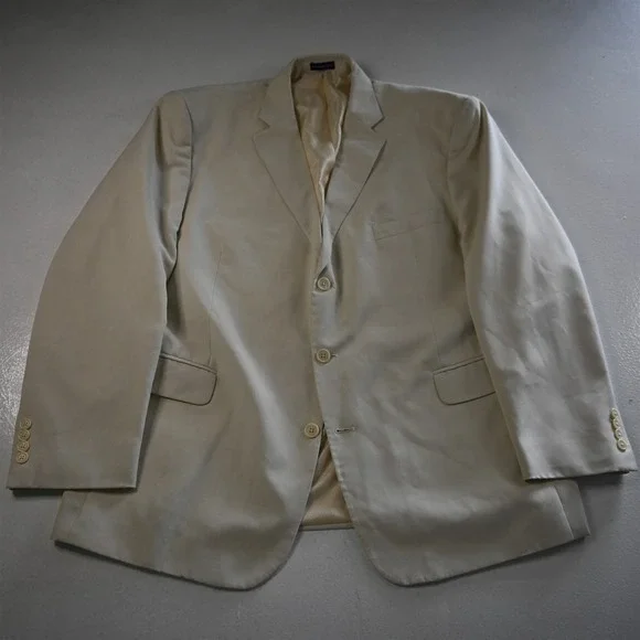 Stafford 48R 36x32 Ivory White Beige Mens Jacket Pants‎ Suit